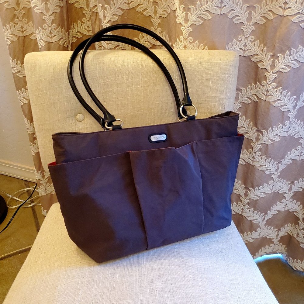 Baggallini A La Carte Tote Brown Trolley Leather Handles Airline Carry On